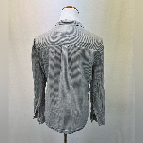 Maje Gray & White Striped 100% Cotton Button Down Long Sleeve Top Sz. 1 (S) - Picture 4 of 8